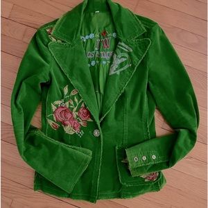 JW LAS VEGAS Green corduroy jacket with flowers 🌸 🌼🌺🌸